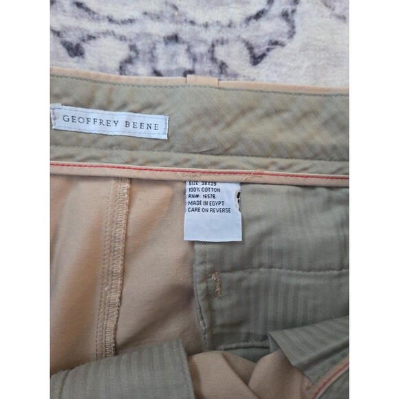 #42 Geoffrey Beene Tan Pants Mens 38x29 100% Cotton Casual Relaxed Trousers - Picture 3 of 4